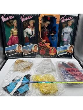 Rare Lot Of 4 Vintage Totsy Vanna White Dolls And Sealed HSC Vanna Outfits!